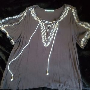 Gray Maurices Cold Shoulder Top